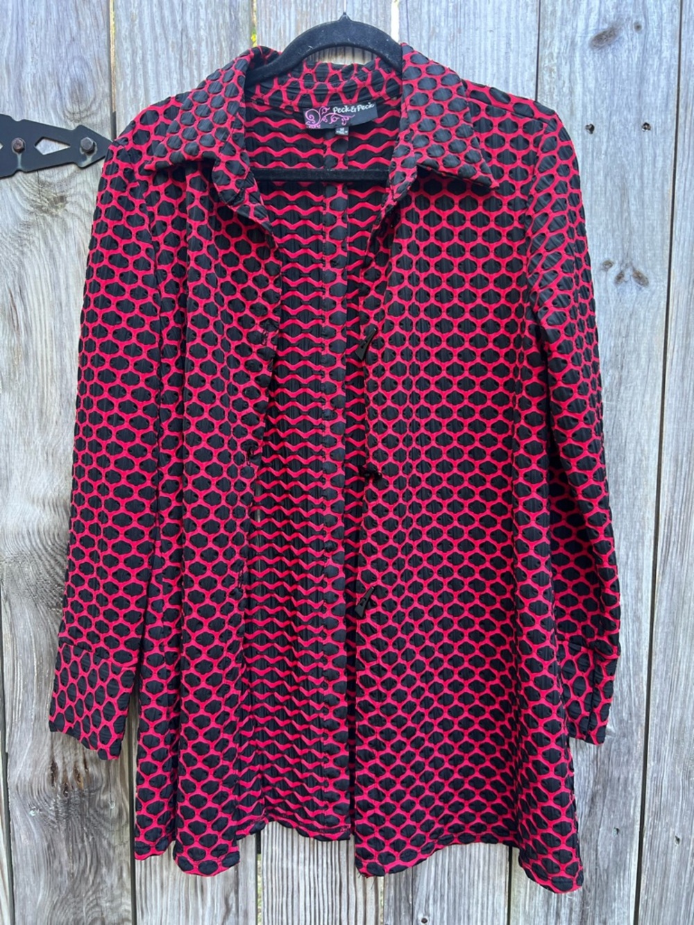 Peck n Peck RARE Red Black Button Cardigan Women’s Medium